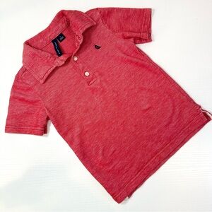 Janie and Jack Red Cotton Pique Sailboat Polo